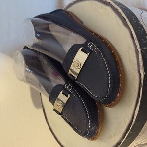 Annie Klein Step Up Your Style Game with Classic Navy Blue Loafers Lion Head